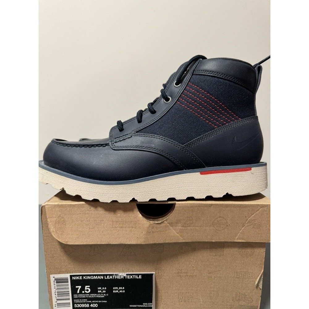 Nike Kingman Leather Textile ACG Boots Dark Obsidian Size 7.5 530958-400 Hiking